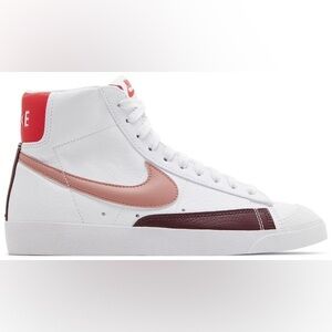 Women's White and Red High-Top Sneakers | Size 7.5